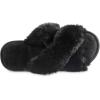 image:imageisotoner Womens Fuzzy Slipper Cozy Flipflop With a Furry Cross Band and Plush Fluffy Terry CushionBlack