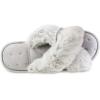 image:imageisotoner Womens Fuzzy Slipper Cozy Flipflop With a Furry Cross Band and Plush Fluffy Terry CushionLight Grey