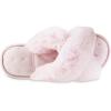 image:imageisotoner Womens Fuzzy Slipper Cozy Flipflop With a Furry Cross Band and Plush Fluffy Terry CushionPeony