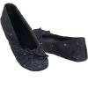 image:imageisotoner Womens Rose Quilted Ballerina Slippers With Rhinestone Embellishment and Genuine Suede SoleBlack