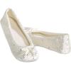 image:imageisotoner Womens Rose Quilted Ballerina Slippers With Rhinestone Embellishment and Genuine Suede SoleIvory