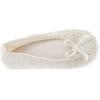 image:imageisotoner Womens Rose Quilted Ballerina Slippers With Rhinestone Embellishment and Genuine Suede SoleIvory