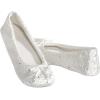 image:imageisotoner Womens Rose Quilted Ballerina Slippers With Rhinestone Embellishment and Genuine Suede SoleWhite