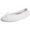 image:imageIsotoner Womens Classic Terry Ballerina Slipper Soft Breathable Terry Lined Satin Bow Secure FitWhite Stripe