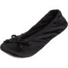image:imageIsotoner Womens Satin Ballerina Slippers with Classic Ribbon Bow and Suede SoleBlack