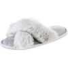 image:imageisotoner Womens Fuzzy Slipper Cozy Flipflop With a Furry Cross Band and Plush Fluffy Terry CushionLight Grey