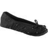 image:imageisotoner Womens Rose Quilted Ballerina Slippers With Rhinestone Embellishment and Genuine Suede SoleBlack