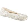 image:imageisotoner Womens Rose Quilted Ballerina Slippers With Rhinestone Embellishment and Genuine Suede SoleIvory
