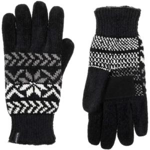 image:imageIsotoner Chenille Snowflake Glove Ultraplush One Size Style A30362 Black