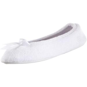 image:imageIsotoner Womens Classic Terry Ballerina Slipper Soft Breathable Terry Lined Satin Bow Secure FitNavy Blue