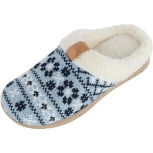 image:imageIsotoner Womens Heritage Fairisle Knit Hoodback SlipperBlue Willow