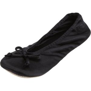 image:imageIsotoner Womens Satin Ballerina Slippers with Classic Ribbon Bow and Suede SoleBlack