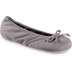 image:imageWomens Stretch Satin ECO Comfort Ballerina SlipperAsh