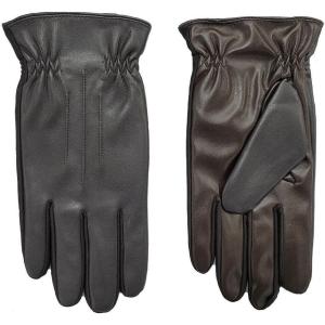 image:imageisotoner Mens Sleekheat Faux Nappa with Gathered Wrist Glove  A70199 Brown Large