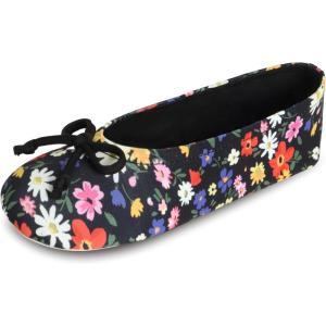 image:imageisotoner Womens Classic Stretch Satin Ballerina Slippers with Satin and Sequin Bow TieMulti Floral