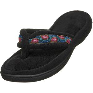 image:imageisotoner Womens Microterry Greta Open Toe Thong Slippers Black XL 9510