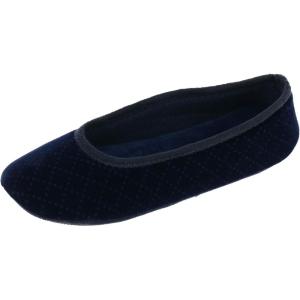 image:imageisotoner Womens Quilted Stretch Velour Sabrine Ballerina SlippersNavy Blue