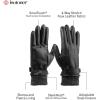image:imageisotoner mens Lined Stretch Faux Leather Touchscreen Gloves With Knit Cuff and Adjustable WristBlack