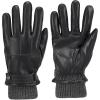 image:imageisotoner mens Lined Stretch Faux Leather Touchscreen Gloves With Knit Cuff and Adjustable WristBlack