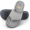 image:imageisotoner Womens IndoorOutdoor Embroidered Seersucker Flip Flop Slippers With Memory Foam ComfortGrey