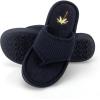 image:imageisotoner Womens IndoorOutdoor Embroidered Seersucker Flip Flop Slippers With Memory Foam ComfortNavy Blue