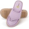image:imageisotoner Womens IndoorOutdoor Embroidered Seersucker Flip Flop Slippers With Memory Foam ComfortPurple