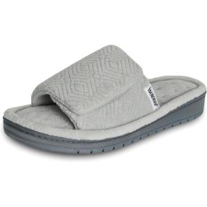 image:imageisotoner Womens IndoorOutdoor Adjustable Diamond Microterry Slide Slipper With Memory Foam ComfortLight Heather Grey