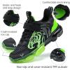 imageJMFCHI Boys Girls Kids Sneakers Knitted Mesh Sports Shoes Breathable Lightweight Running Shoes for Kids Fashion Athletic Casual ShoesBlack Green8167