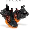 imageJMFCHI Boys Girls Kids Sneakers Knitted Mesh Sports Shoes Breathable Lightweight Running Shoes for Kids Fashion Athletic Casual ShoesBlack Orange8167