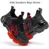 imageJMFCHI Boys Girls Kids Sneakers Knitted Mesh Sports Shoes Breathable Lightweight Running Shoes for Kids Fashion Athletic Casual ShoesBlack Red8167