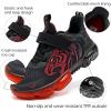 imageJMFCHI Boys Girls Kids Sneakers Knitted Mesh Sports Shoes Breathable Lightweight Running Shoes for Kids Fashion Athletic Casual ShoesBlack Red8167