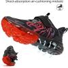 imageJMFCHI Boys Girls Kids Sneakers Knitted Mesh Sports Shoes Breathable Lightweight Running Shoes for Kids Fashion Athletic Casual ShoesBlack Red8167