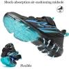 imageJMFCHI Boys Girls Kids Sneakers Knitted Mesh Sports Shoes Breathable Lightweight Running Shoes for Kids Fashion Athletic Casual ShoesBlackBlue8169