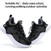 imageJMFCHI Boys Girls Kids Sneakers Knitted Mesh Sports Shoes Breathable Lightweight Running Shoes for Kids Fashion Athletic Casual ShoesBlackGrey