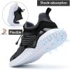 imageJMFCHI Boys Girls Kids Sneakers Knitted Mesh Sports Shoes Breathable Lightweight Running Shoes for Kids Fashion Athletic Casual ShoesBlackGrey