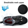 imageJMFCHI Boys Girls Kids Sneakers Knitted Mesh Sports Shoes Breathable Lightweight Running Shoes for Kids Fashion Athletic Casual ShoesBlackGrey