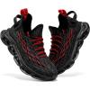 imageJMFCHI Boys Girls Kids Sneakers Knitted Mesh Sports Shoes Breathable Lightweight Running Shoes for Kids Fashion Athletic Casual ShoesBlackRed8108
