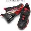 imageJMFCHI Boys Girls Kids Sneakers Knitted Mesh Sports Shoes Breathable Lightweight Running Shoes for Kids Fashion Athletic Casual ShoesBlackRed8169