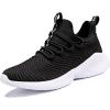 imageJMFCHI Boys Girls Kids Sneakers Knitted Mesh Sports Shoes Breathable Lightweight Running Shoes for Kids Fashion Athletic Casual ShoesBlackWhite