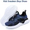 imageJMFCHI Boys Girls Kids Sneakers Knitted Mesh Sports Shoes Breathable Lightweight Running Shoes for Kids Fashion Athletic Casual ShoesBlueBlack