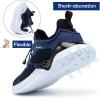 imageJMFCHI Boys Girls Kids Sneakers Knitted Mesh Sports Shoes Breathable Lightweight Running Shoes for Kids Fashion Athletic Casual ShoesBlueBlack
