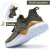 imageJMFCHI Boys Girls Kids Sneakers Knitted Mesh Sports Shoes Breathable Lightweight Running Shoes for Kids Fashion Athletic Casual ShoesOlive Green
