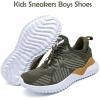 imageJMFCHI Boys Girls Kids Sneakers Knitted Mesh Sports Shoes Breathable Lightweight Running Shoes for Kids Fashion Athletic Casual ShoesOlive Green