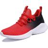 imageJMFCHI Boys Girls Kids Sneakers Knitted Mesh Sports Shoes Breathable Lightweight Running Shoes for Kids Fashion Athletic Casual ShoesRed8091