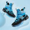 imageJMFCHI Kids Basketball Shoes Hightop Sports Shoes Sneakers Durable Laceup NonSlip Running Shoes Secure for Little Kids Big Kids and Boys GirlsBlackBlue8119
