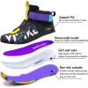 imageJMFCHI Kids Basketball Shoes Hightop Sports Shoes Sneakers Durable Laceup NonSlip Running Shoes Secure for Little Kids Big Kids and Boys GirlsBlackPurple8136