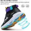 imageJMFCHI Kids Basketball Shoes Hightop Sports Shoes Sneakers Durable Laceup NonSlip Running Shoes Secure for Little Kids Big Kids and Boys GirlsBlackPurple8136