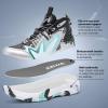 imageJMFCHI Kids Basketball Shoes Hightop Sports Shoes Sneakers Durable Laceup NonSlip Running Shoes Secure for Little Kids Big Kids and Boys GirlsBlackSilver8151