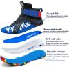 imageJMFCHI Kids Basketball Shoes Hightop Sports Shoes Sneakers Durable Laceup NonSlip Running Shoes Secure for Little Kids Big Kids and Boys GirlsBlue8136