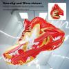 imageJMFCHI Kids Basketball Shoes Hightop Sports Shoes Sneakers Durable Laceup NonSlip Running Shoes Secure for Little Kids Big Kids and Boys GirlsGoldRed8151